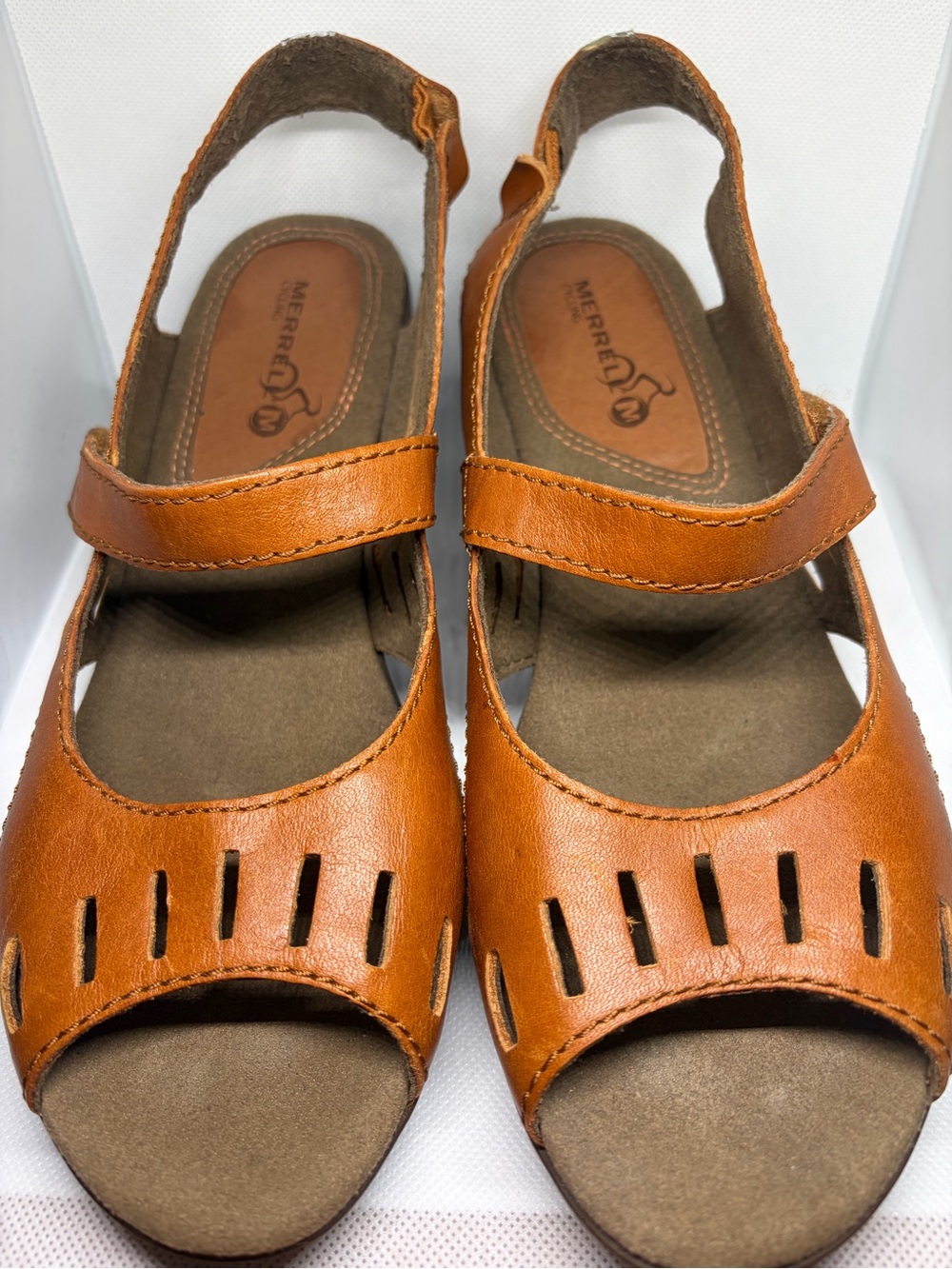 Merrell Women’s Brown Leather Open-Toe Slingback Sandals